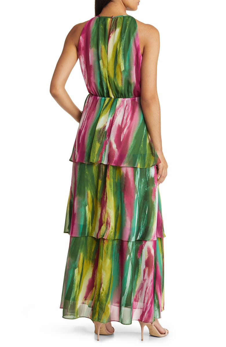 Donna Ricco Abstract Print Sleeveless Tiered Maxi Dress, Alternate, color, 