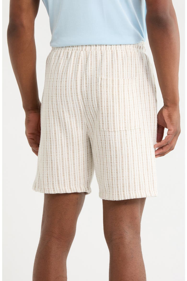 Stripe Cotton Blend Drawstring Shorts, Alternate, color, WHITE