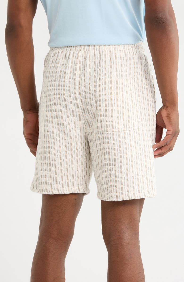 DENIM AND FLOWER Stripe Cotton Blend Drawstring Shorts, Alternate, color, White