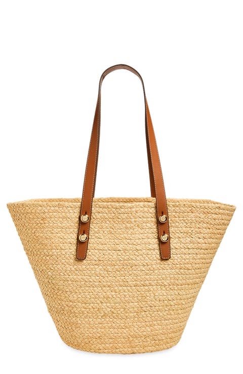 Large Romy Straw Basket Tote Bag