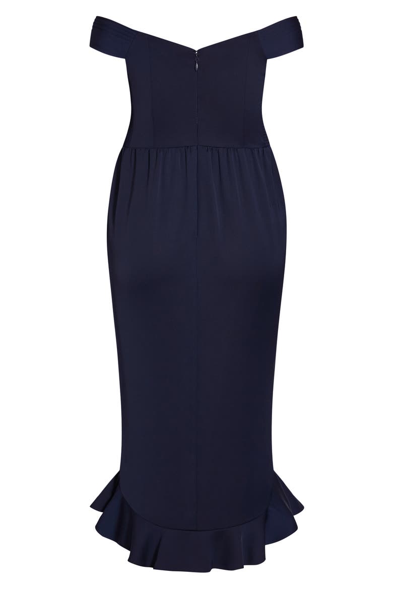 The Hypnotise Faux Wrap Midi Dress, Alternate, color, DARK NAVY