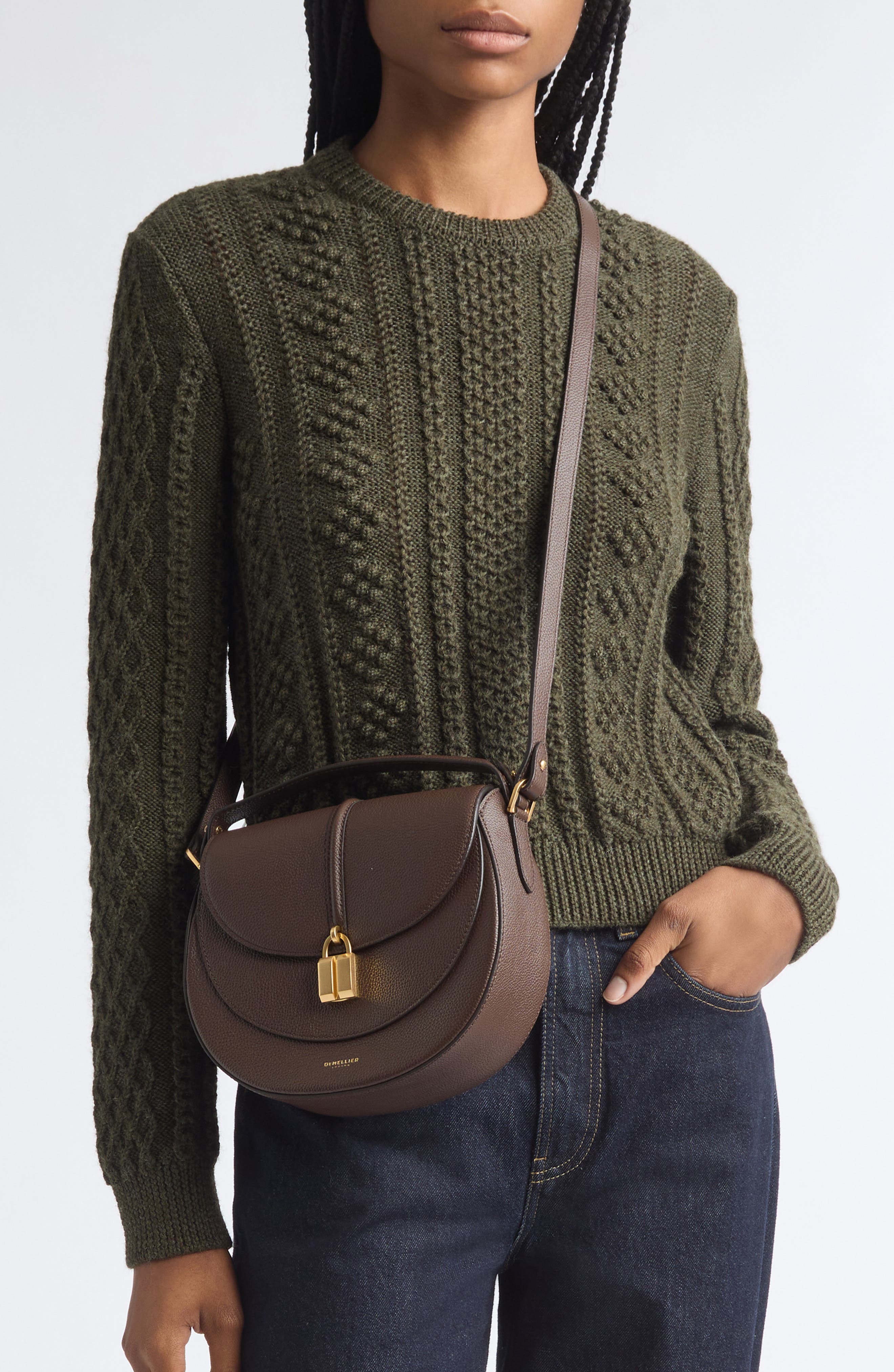 Siena Leather Saddle Crossbody Bag, Alternate, color, MOCHA