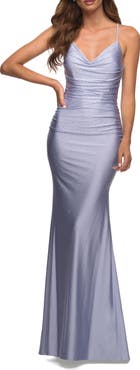 La Femme Sparkle Rhinestone Long Jersey Prom Dress