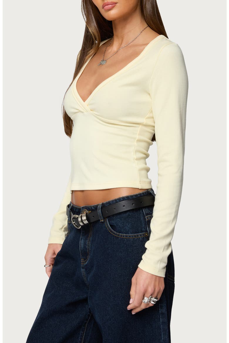Doron Long Sleeve V-Neck Crop Top, Alternate, color, YELLOW