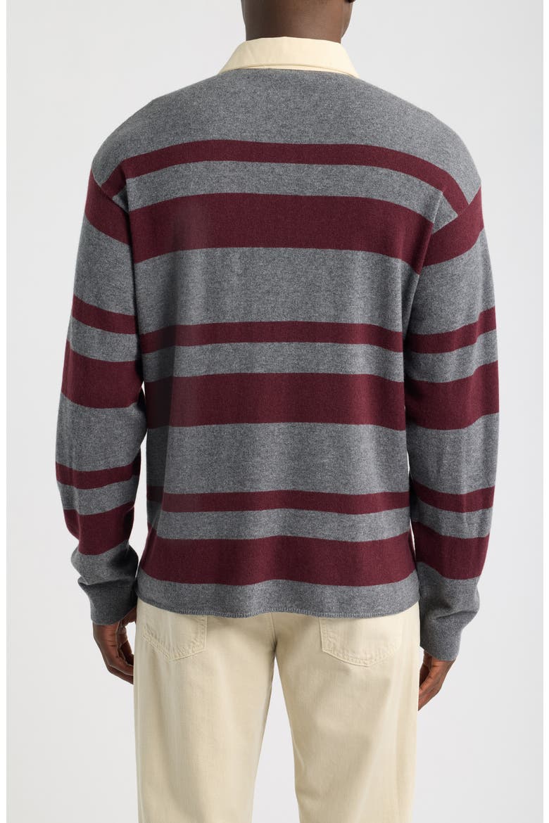 Striped Rugby Sweater, Alternate, color, GREY/ BURGUNDY STRIPE