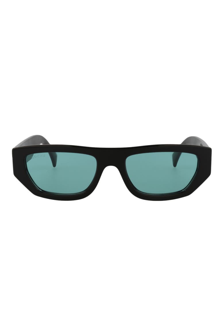 53mm Rectangular Sunglasses, Main, color, BLACK BLACK GREEN