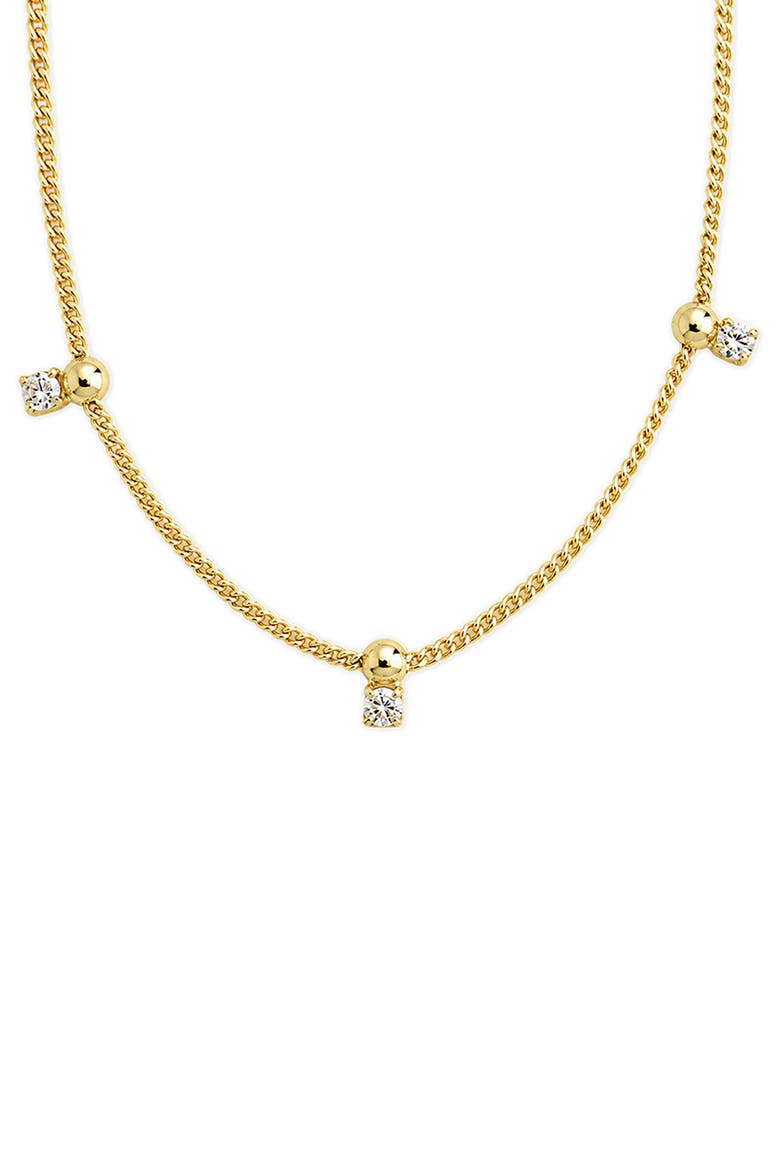 Kornelia Cubic Zirconia Beaded Station Chain Necklace, Alternate, color, GOLD