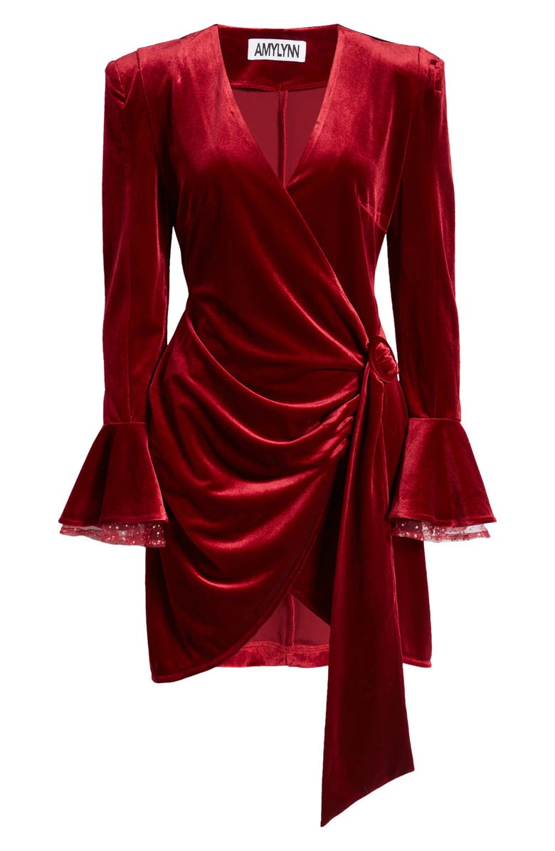 Amy Lynn Long Sleeve Velvet Wrap Minidress, Alternate, color,