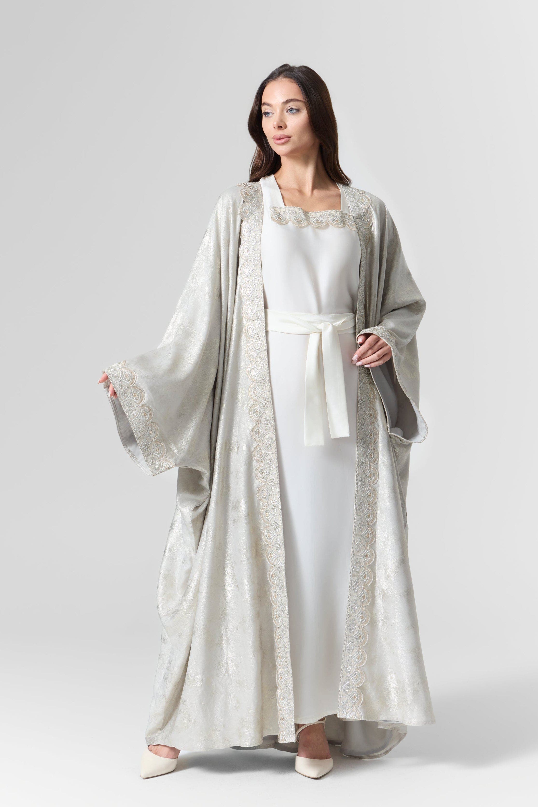 Luna Metallic Silk Abaya Set - image 2