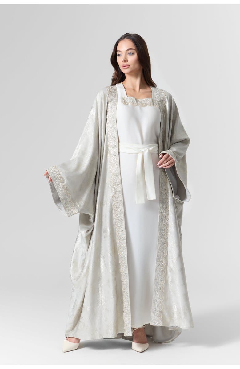 Le Fafo Luna Metallic Silk Abaya Set, Alternate, color, 