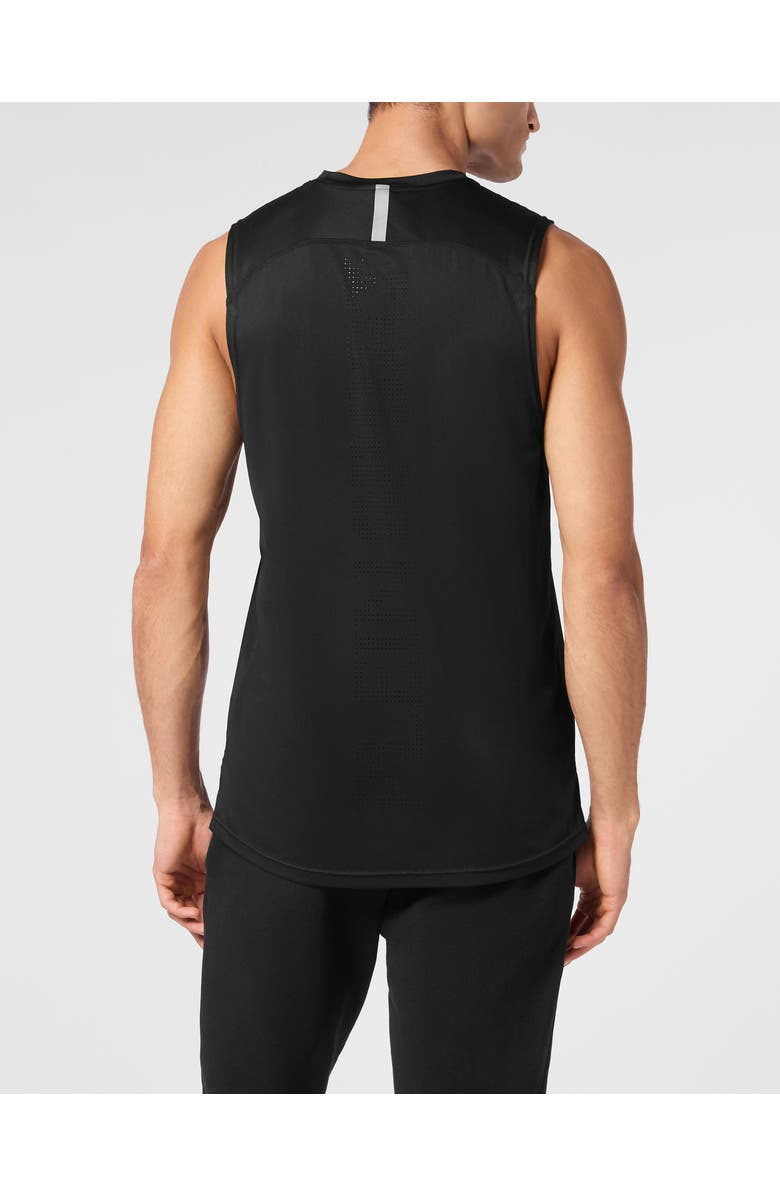 PLEIN SPORT Reflective Tank Top Round Neck Men, Alternate, color, Black