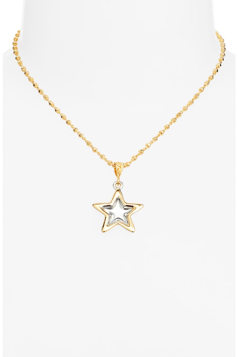Duotone Star Pendant Necklace, Alternate, color, GOLD