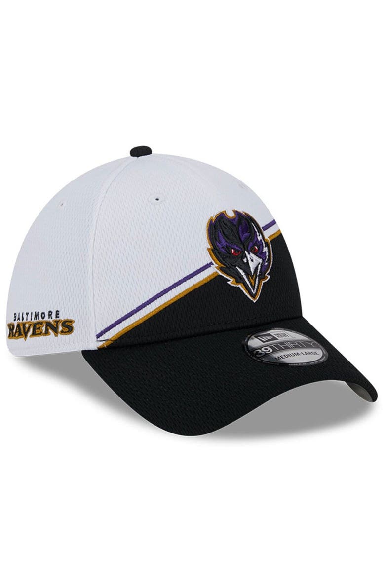 Men's New Era  White/Black Baltimore Ravens 2023 Sideline 39THIRTY Flex Hat, Main, color, White