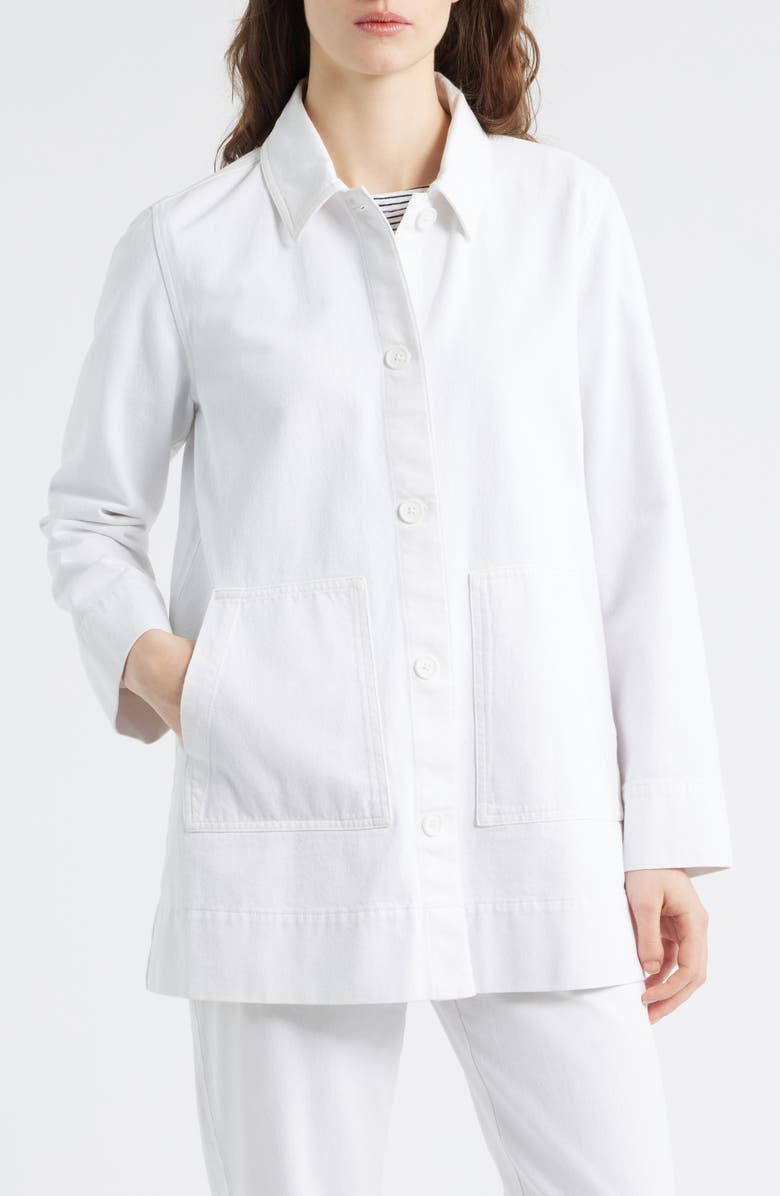 Eileen Fisher Organic Cotton Chore Jacket, Alternate, color, White