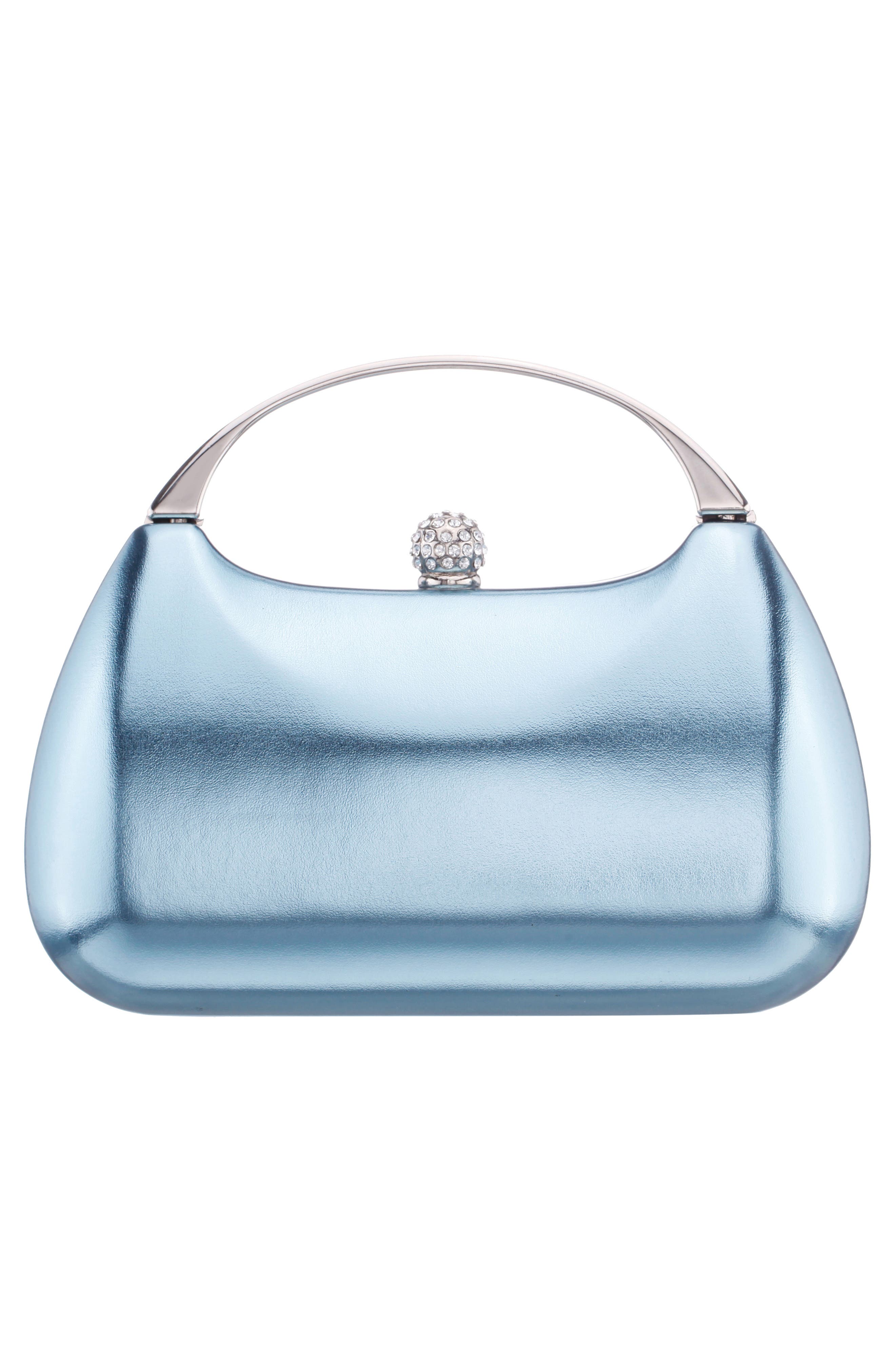 Minaudière Top Handle Bag, Alternate, color, ICY BLUE