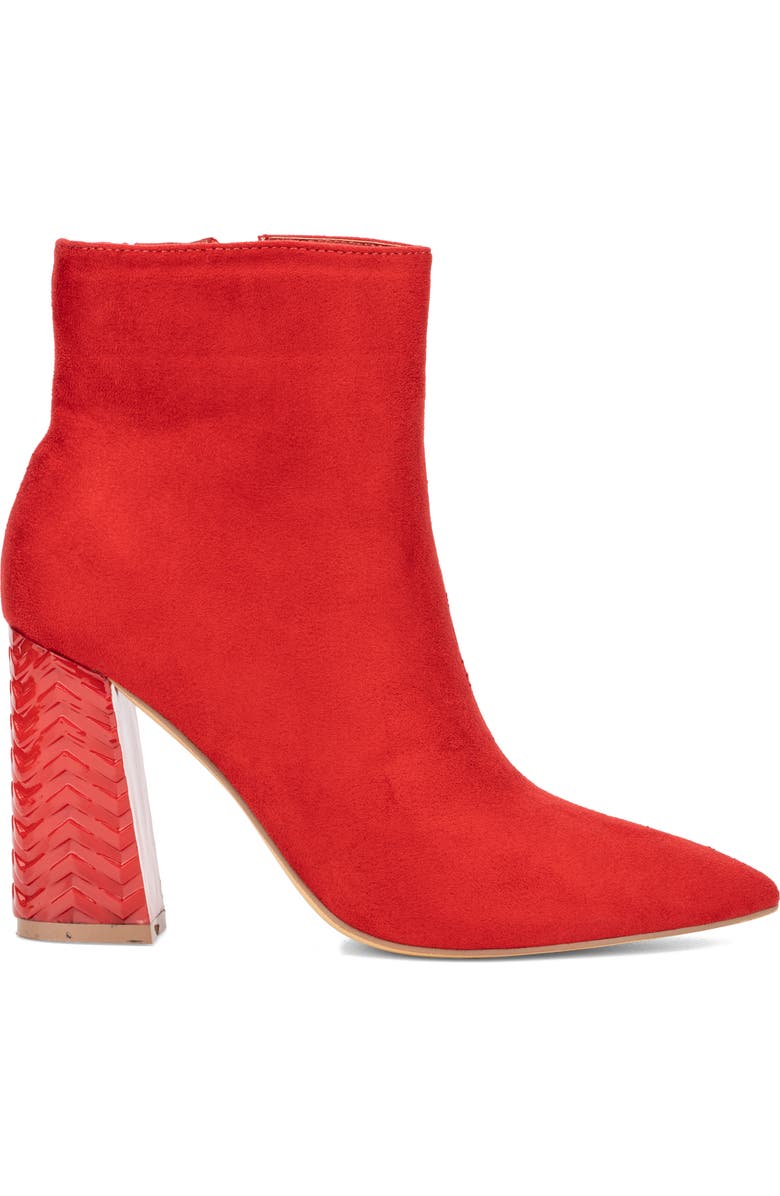 NEW YORK AND COMPANY Zhuri Faux Suede Zigzag Block Heel Bootie, Alternate, color, Red