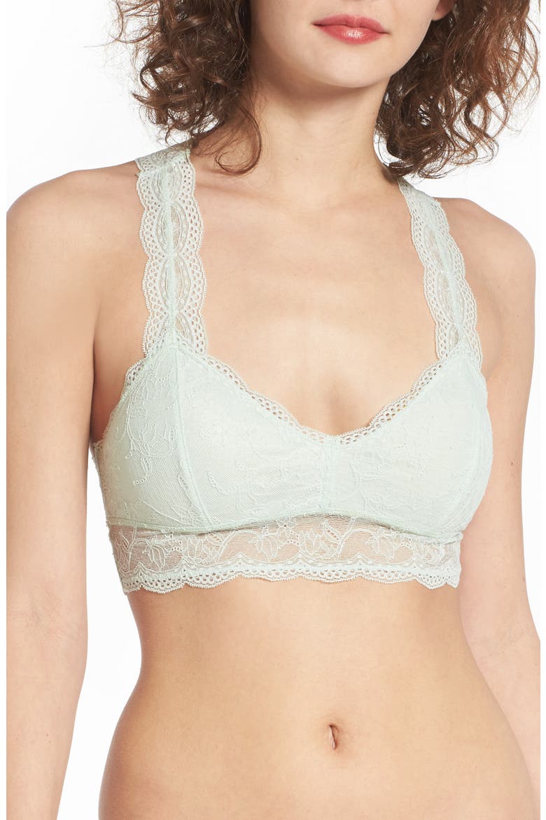 Lace Halter Bralette, Main, color, GREEN AQUA