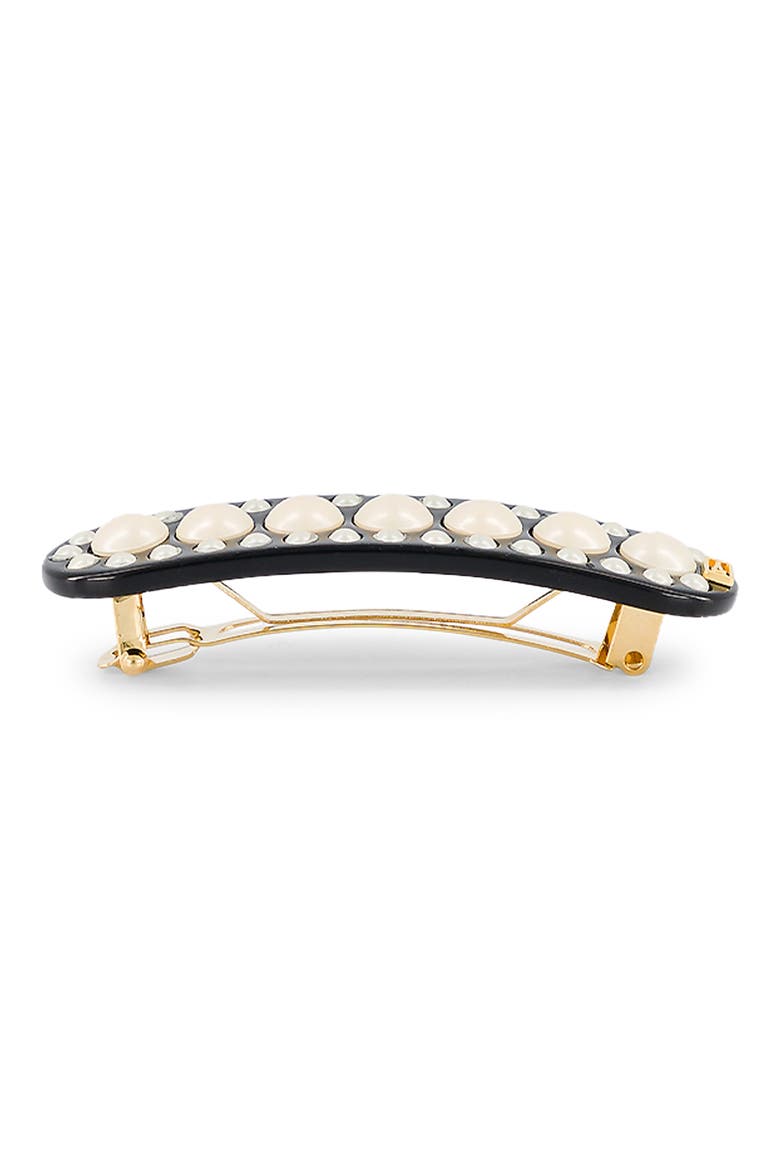 Small Imitation Pearl Barrette, Alternate, color, BLACK