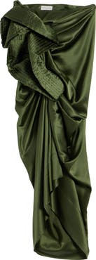 Dries Van Noten Solla Draped Silk Stretch Satin Skirt