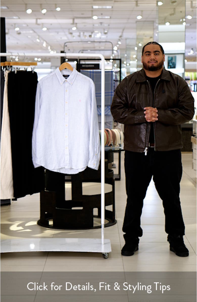 Classic Fit Stripe Linen Button-Down Shirt, sales video thumbnail