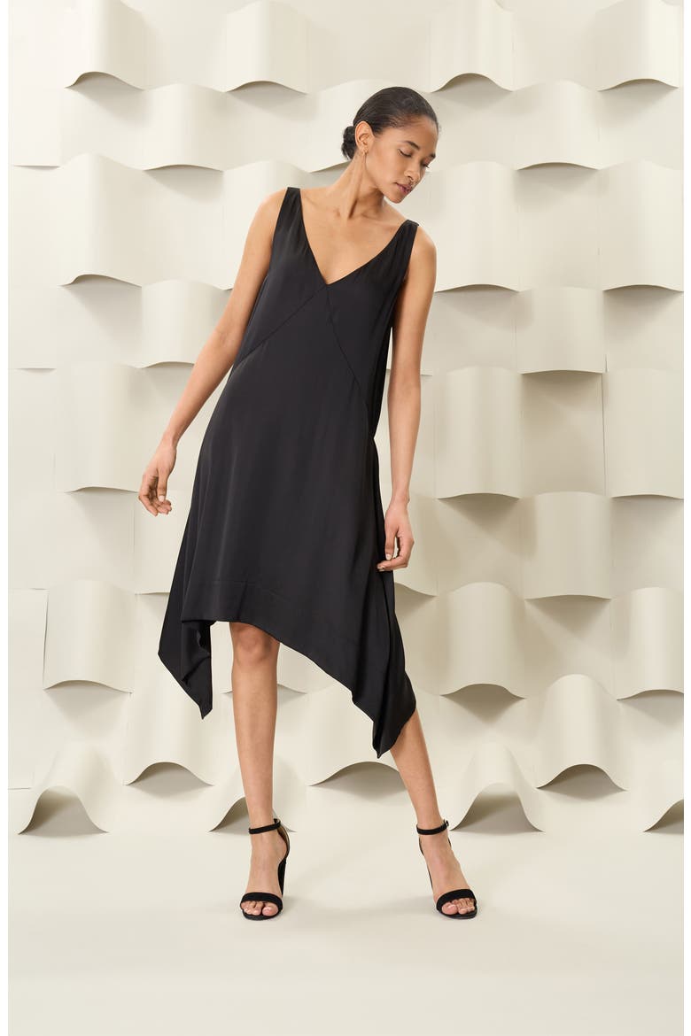 Sleeveless Asymmetric Midi Dress, Alternate, color, METEORITE