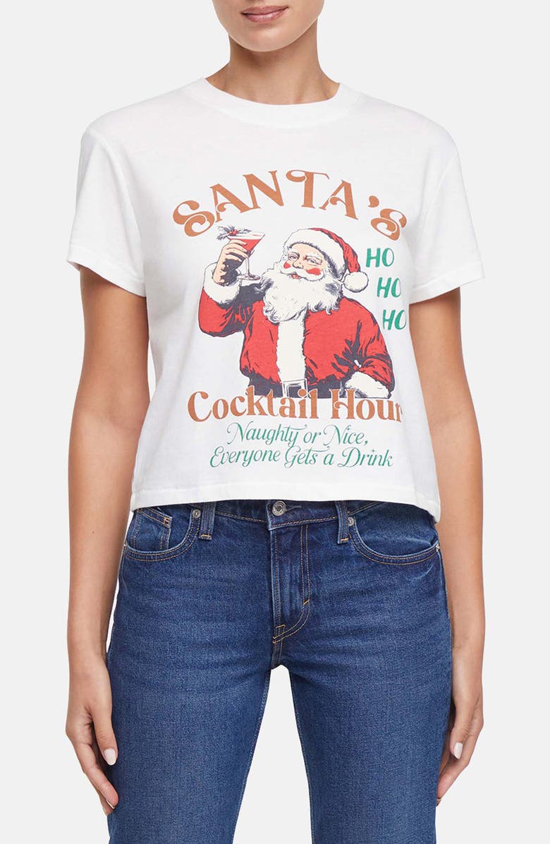 Wildfox Santa's Cocktail Hour T-shirt, Main, color, Snow White