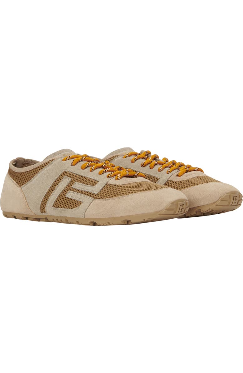 Balmain Racer 45 trainers in mesh and suede leather, Main, color, Beige