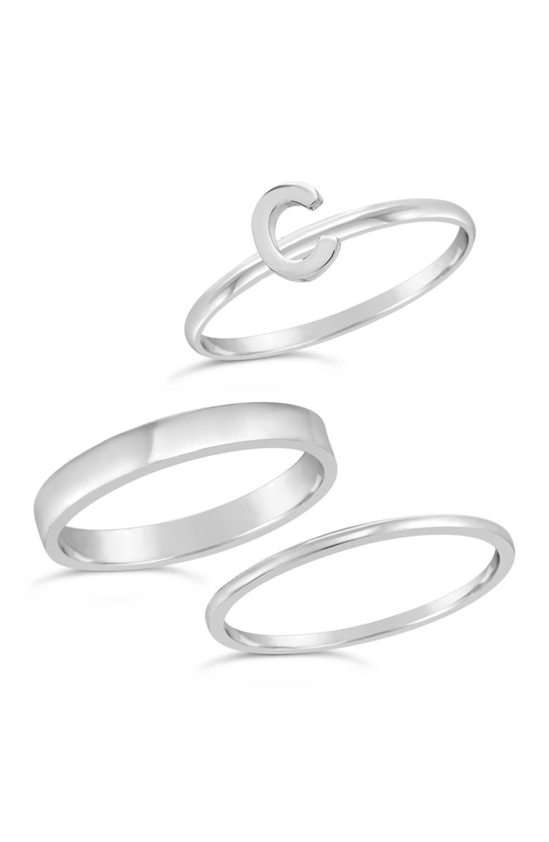 Sterling Forever Sterling Silver Initial Ring - Set of 3 - C, Alternate, color, 