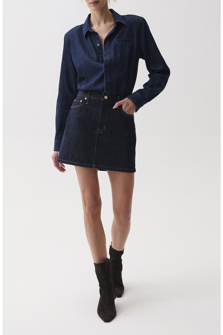 Pixie Denim Miniskirt, Main, color, CELESTE