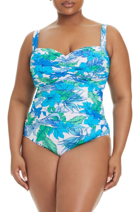 Mio Underwire Shirred One-Piece Swimsuit (Plus)