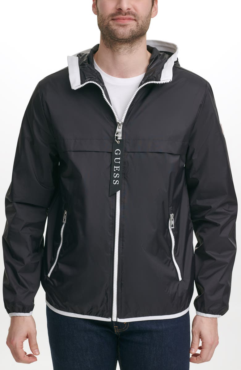 GUESS Nylon Hooded Windbreaker, Main, color,