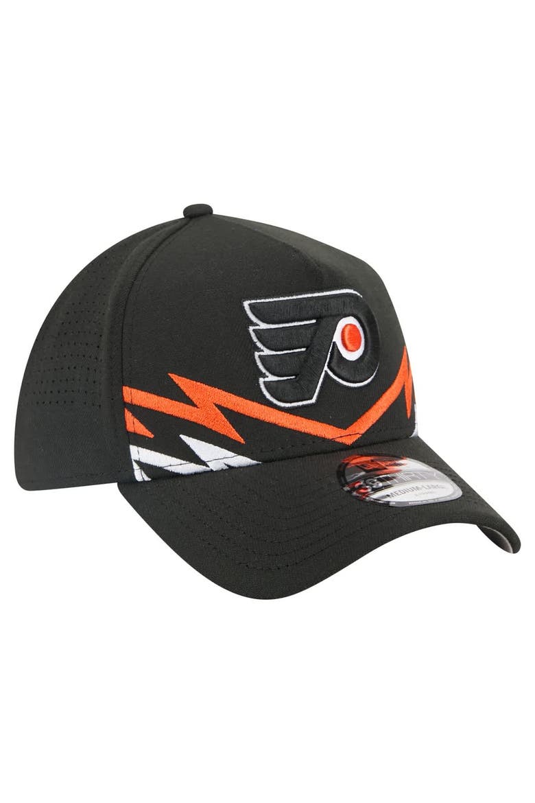 Men's New Era Black Philadelphia Flyers 39THIRTY A-Frame Perforated Flex Hat, Alternate, color, Black