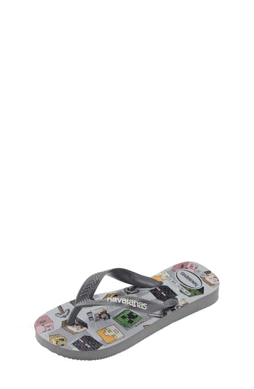 Havaianas Kids' Minecraft Flip Flop In Steel Grey