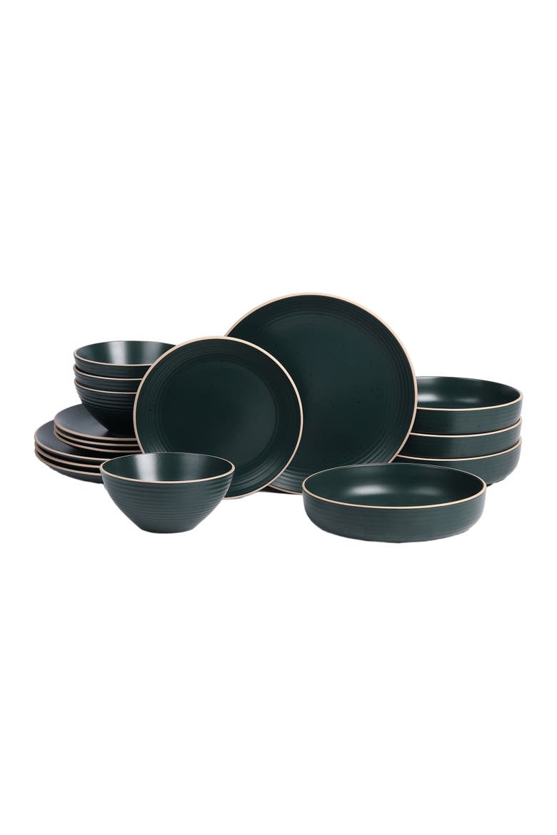 Lauren Stoneware 16-Piece Dinnerware Set, Main, color, Dark Green