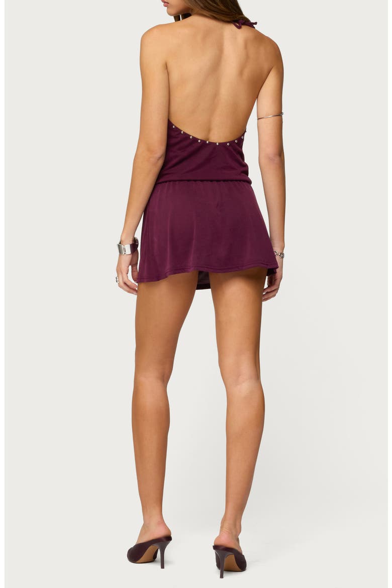 Studded Halter Minidress, Alternate, color, PURPLE