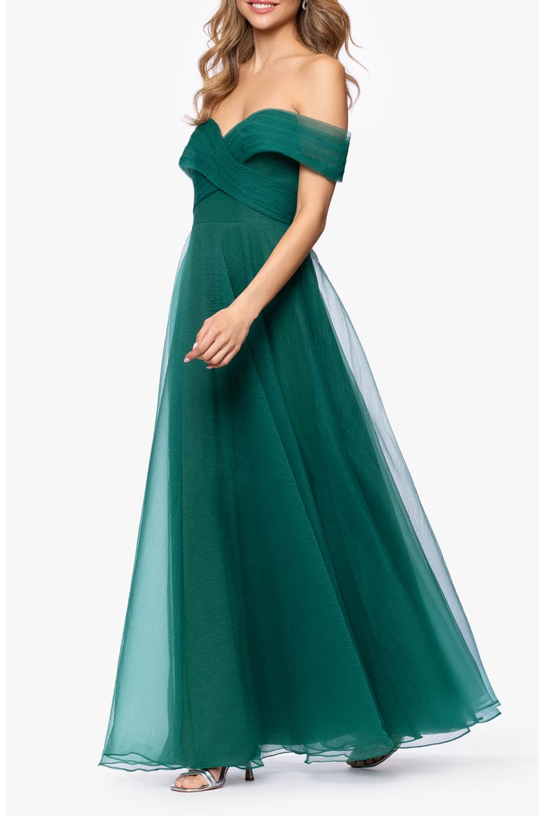 Off-the-Shoulder Tulle Gown, Alternate, color, GREEN