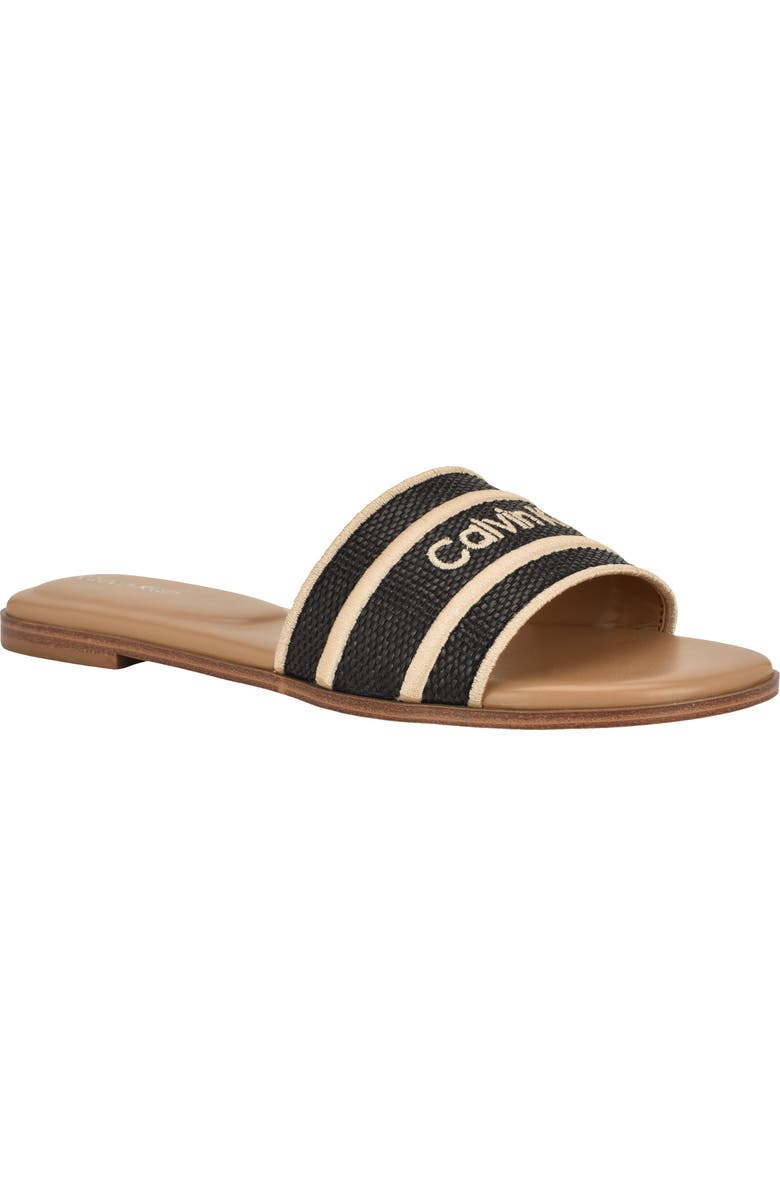 Calvin Klein Kendell Slide Sandal, Main, color, Black/ Natural