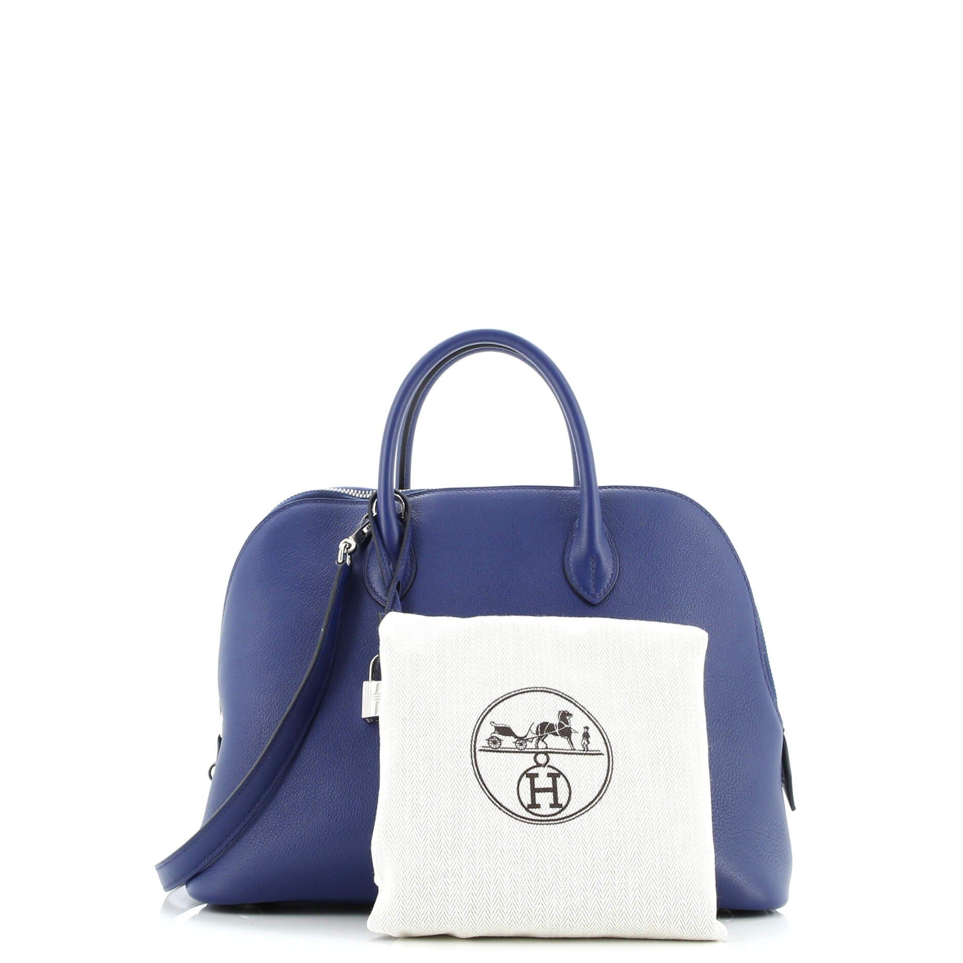 Pre-Owned Hermes Bolide 1923 Bag Evercolor 30, Alternate, color, Bleu Saphir