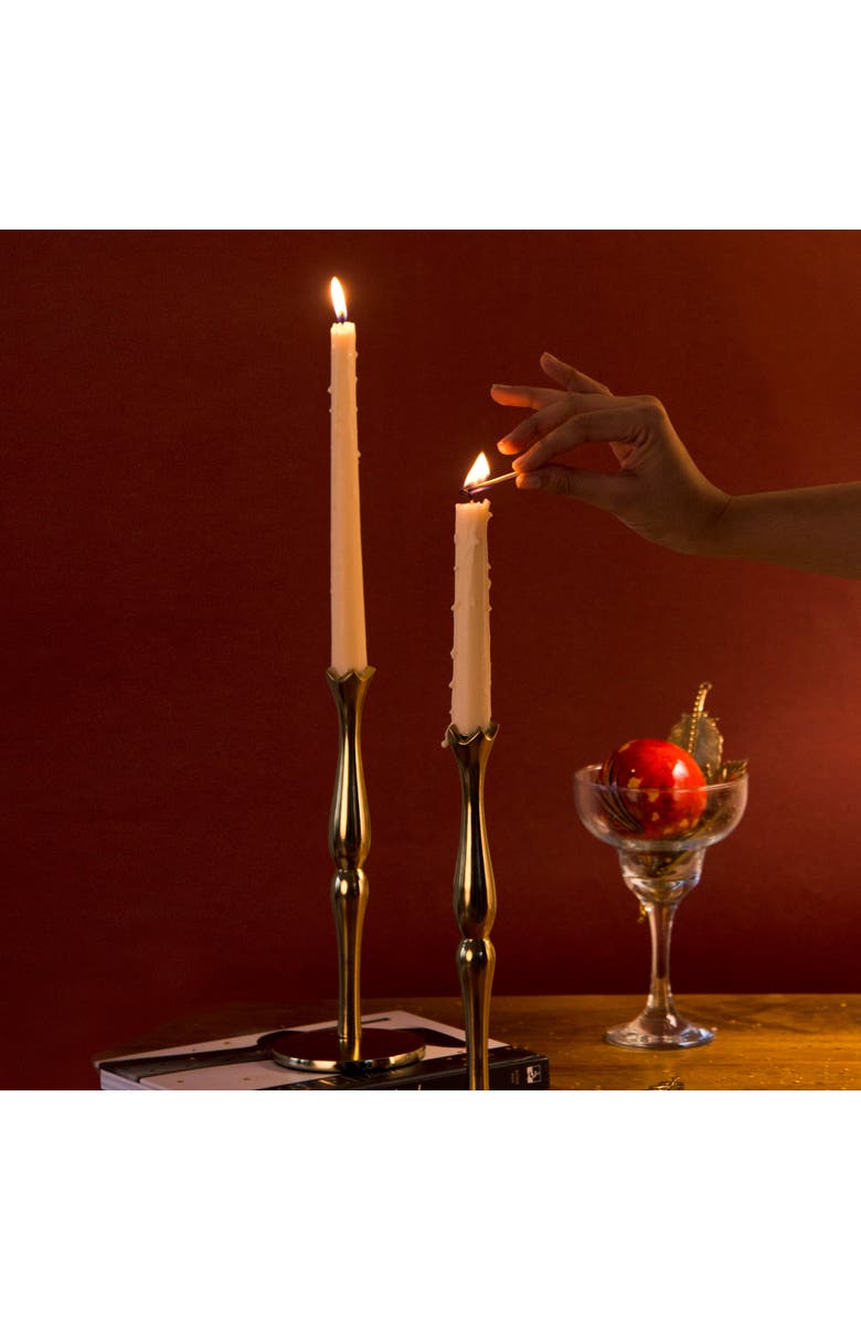 Mela Artisans Holiday Accents Brass Candlesticks Set, Alternate, color, Gold - 6"