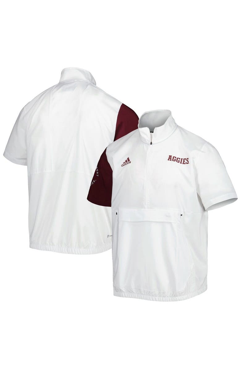 adidas Men's adidas White Texas A&M Aggies M STM AEROREADY Half-Zip Jacket, Alternate, color, White