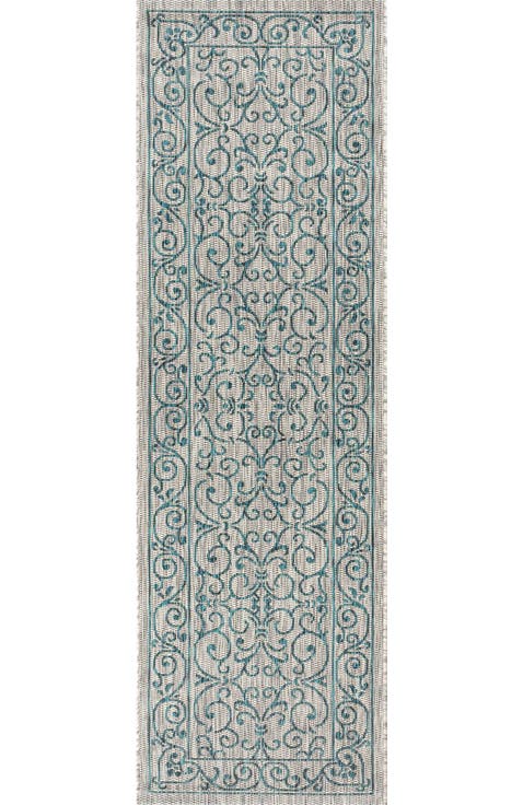 Charleston Vintage Filigree Textured Weave Indoor/Outdoor Area Rug