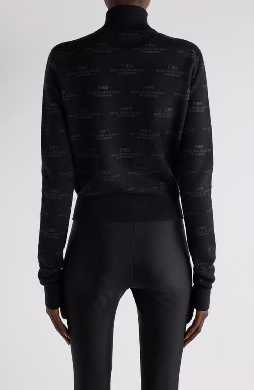 Balenciaga Furry All Over Mock-neck Logo Sweater In 1269 Black/grey