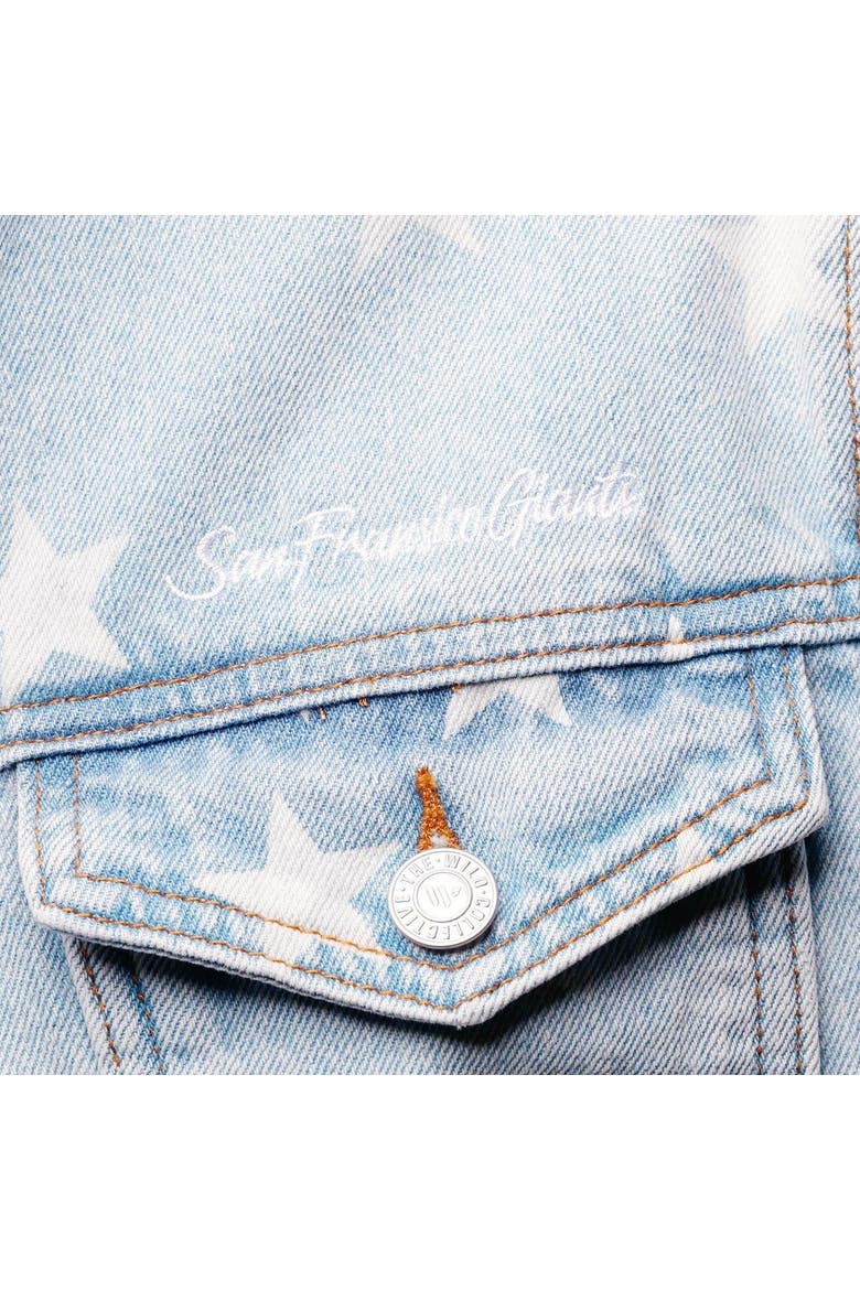 Women's The Wild Collective San Francisco Giants Allover Print Button-Up Denim Jacket, Alternate, color, Denim