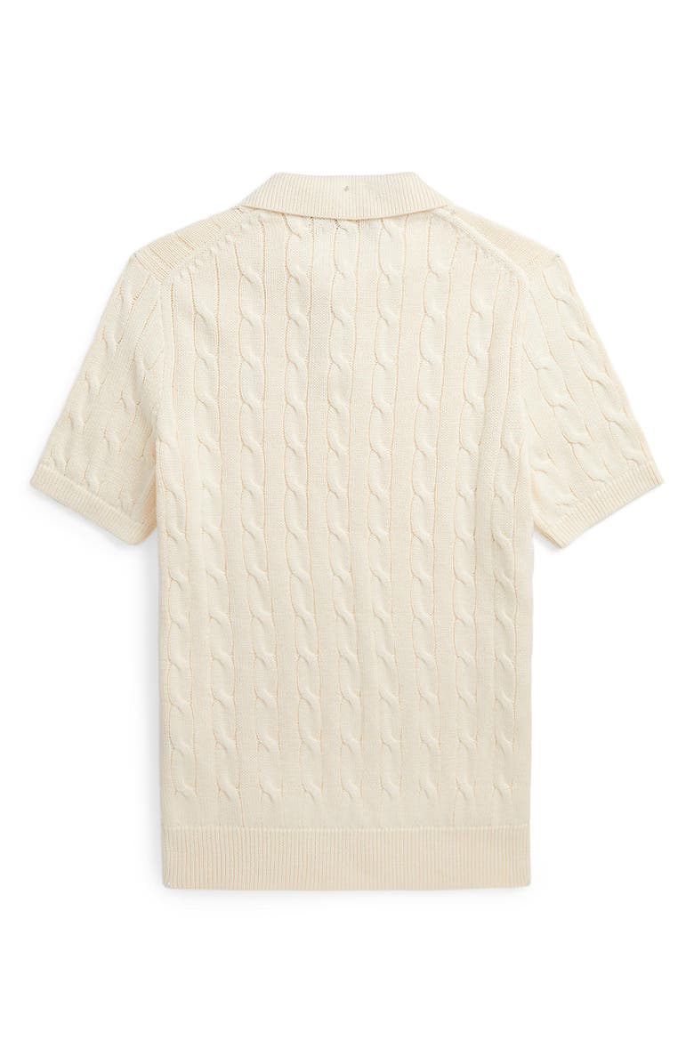 Polo Ralph Lauren Cable Short Sleeve Polo Sweater, Alternate, color, Andover Cream