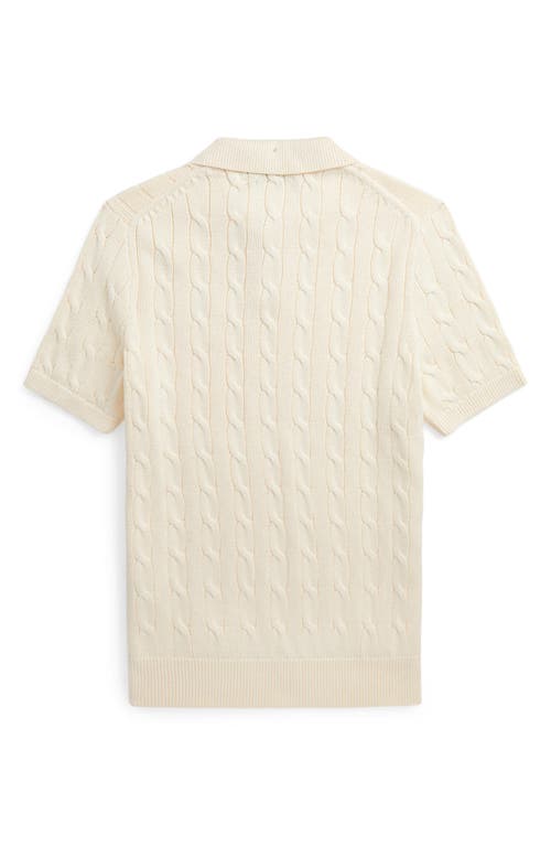 Polo Ralph Lauren Cable Short Sleeve Polo Sweater In White