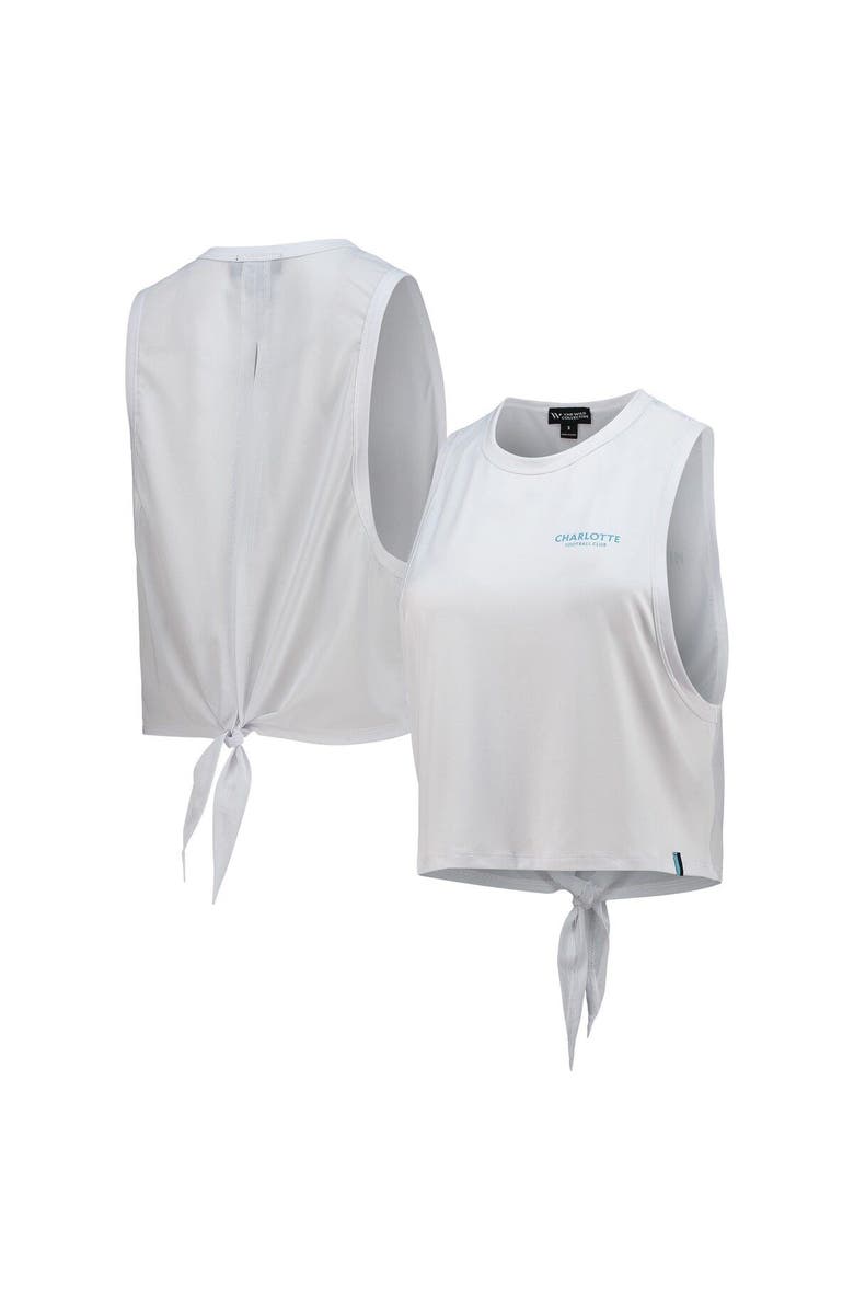 THE WILD COLLECTIVE Women's The Wild Collective White Charlotte FC Twist Back Tank Top, Main, color, White