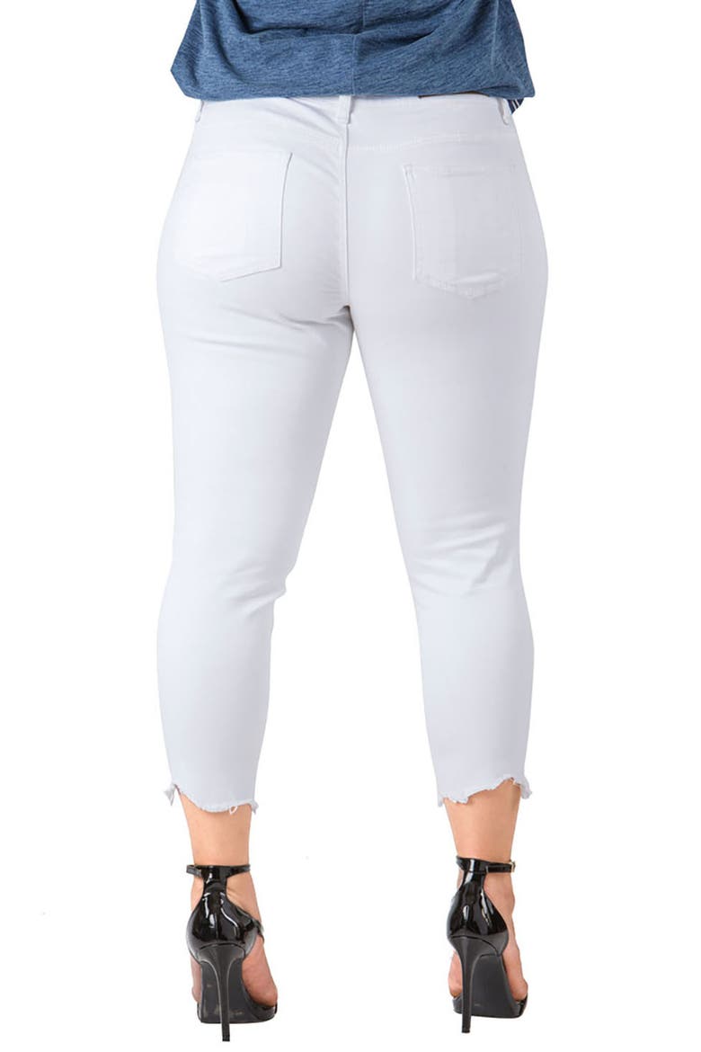 Tessa Chewed Hem Stretch Skinny Jeans, Alternate, color, WHITE