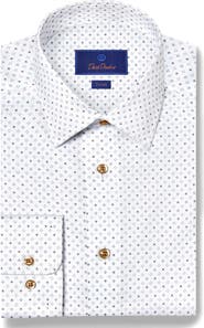 David Donahue Trim Fit Diamond Geometric Print Dress Shirt