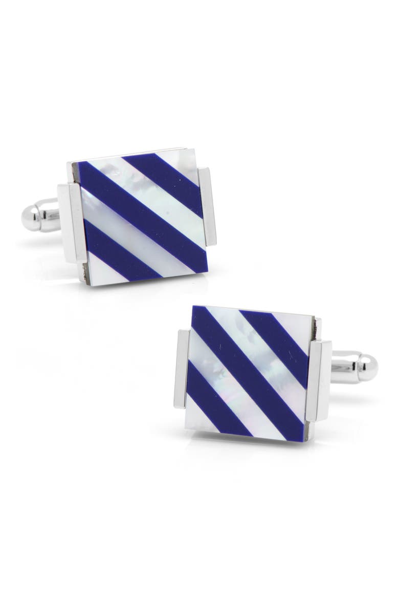 Mother-Of-Pearl & Lapis Lazuli Cuff Links, Main, color, BLUE
