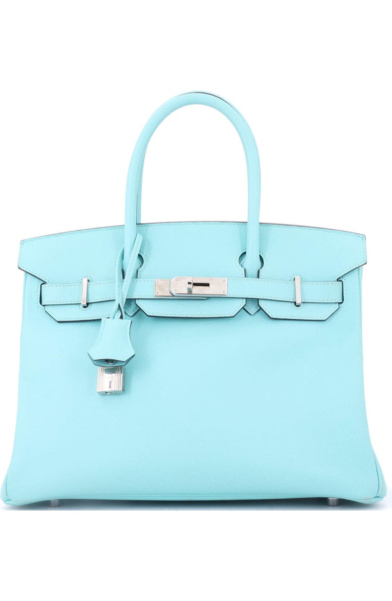 Pre-Owned Hermes Birkin Handbag Blue Epsom with Palladium Hardware 30, Main, color, Bleu Atoll